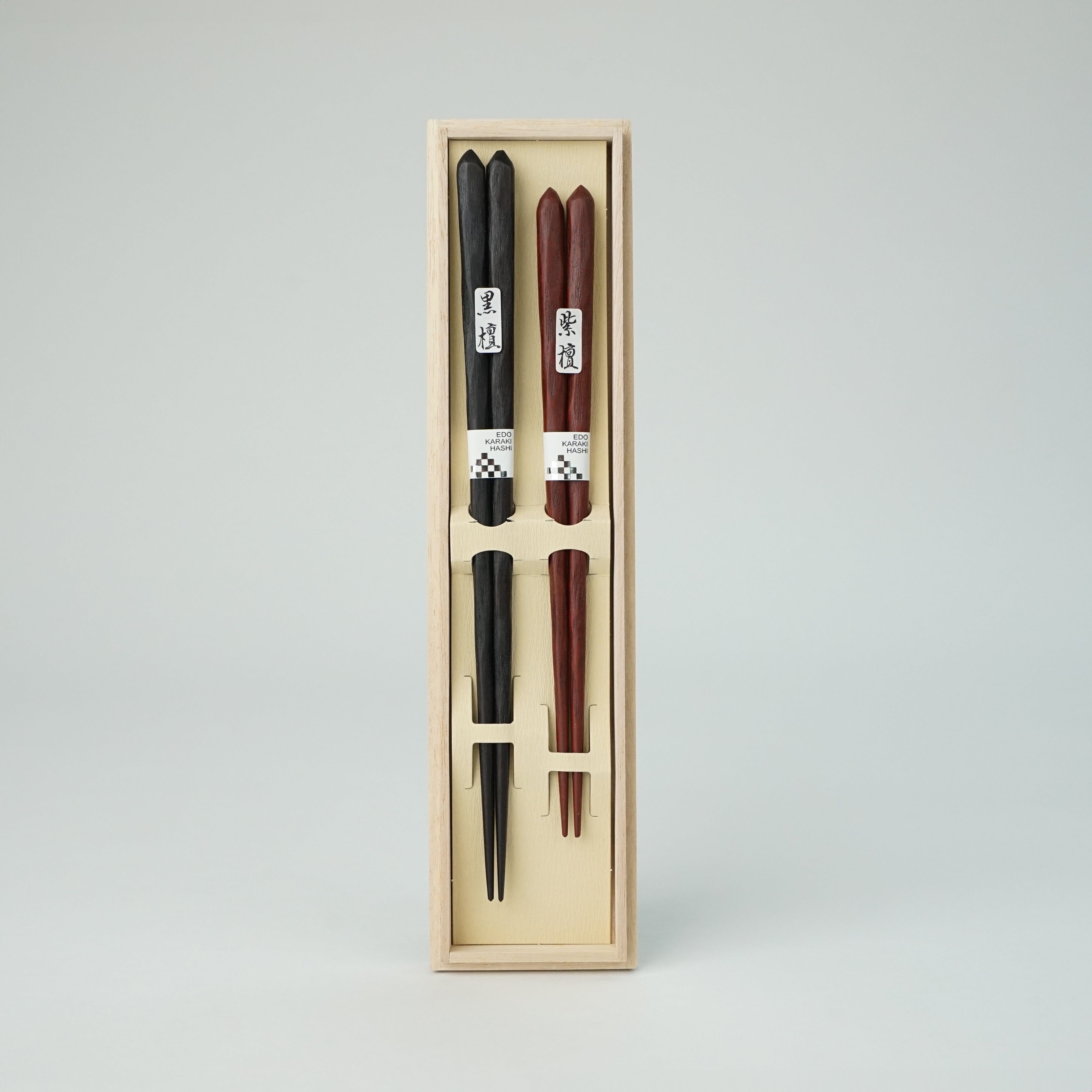 Handcraft Ebony and Rosewood Couple Chopsticks (Edo Karaki Chopsticks)