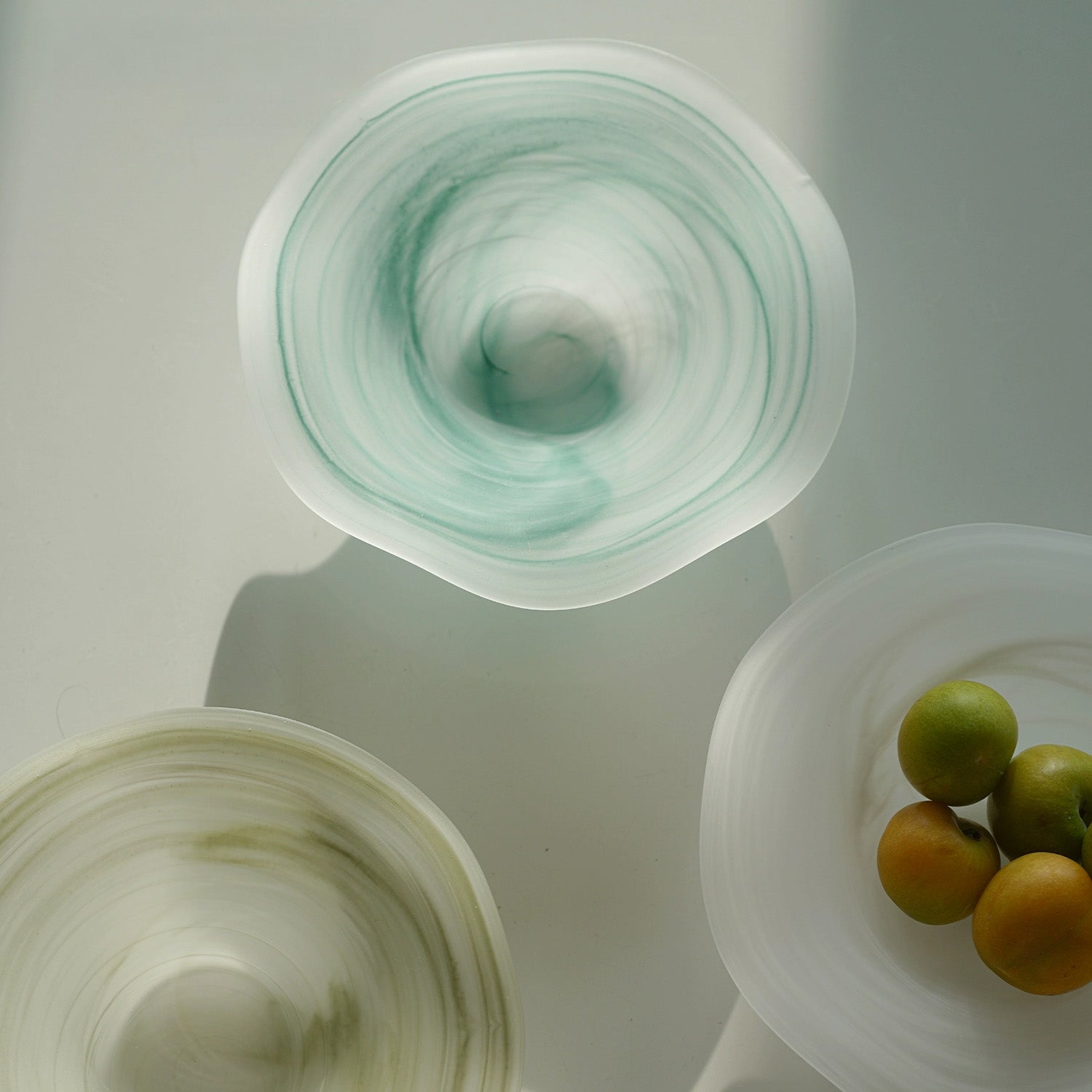 Wavy Frost Glass Salad and Fruit Plate