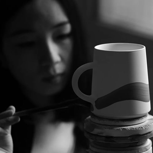 Hand-painted Coffee and Tea Mug (Foggy Mountains)