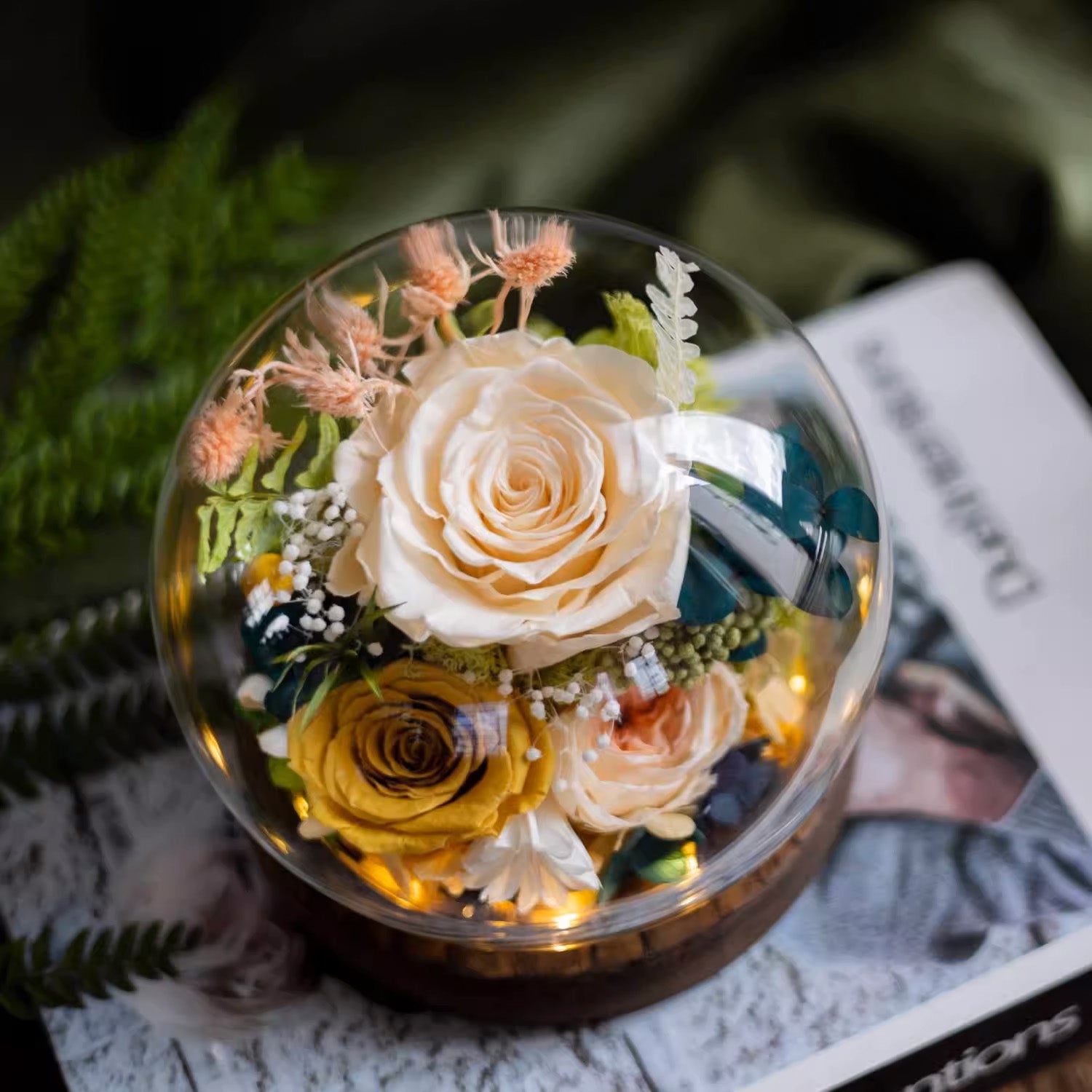 Preserved Flower Light Dome