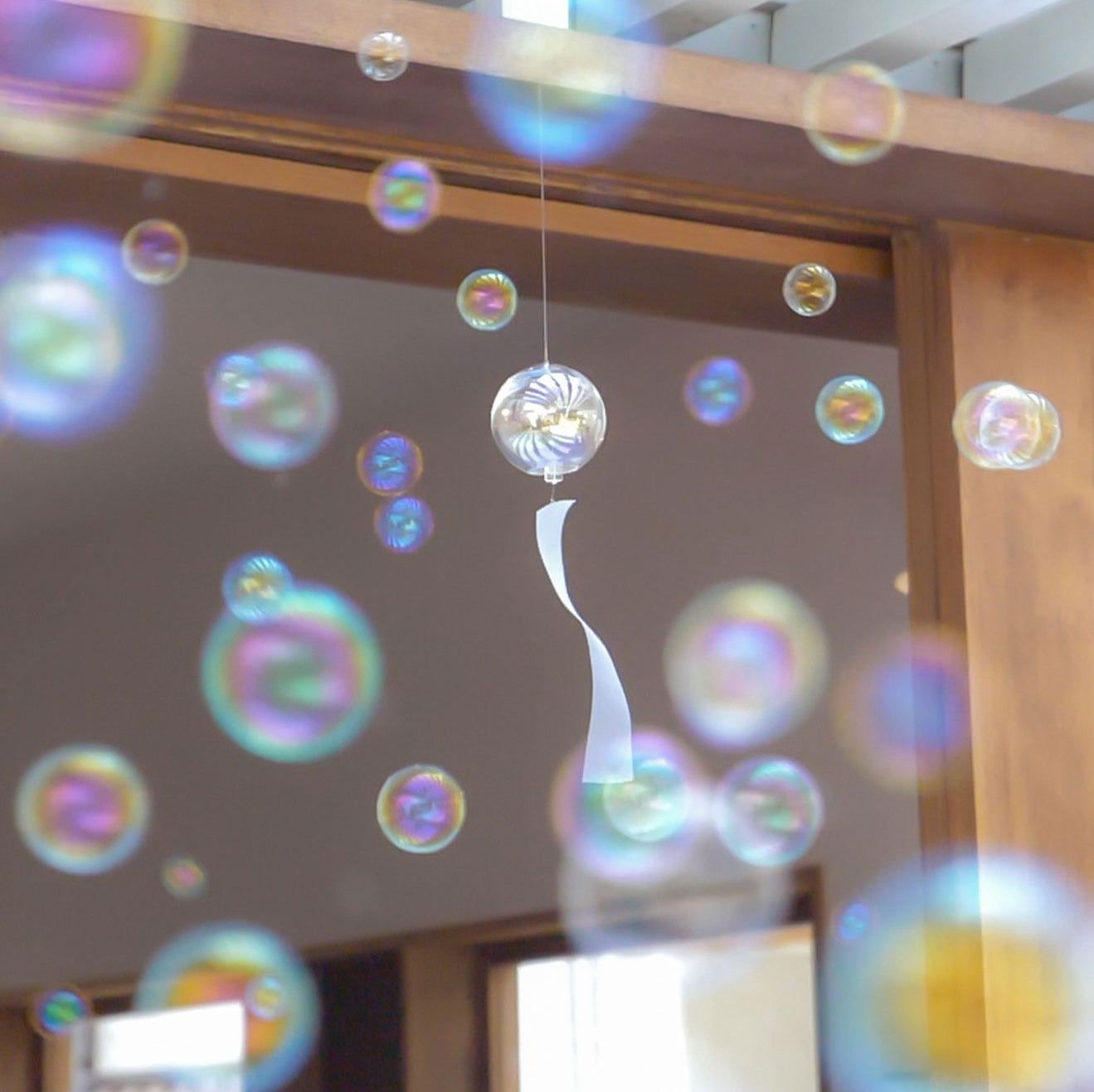 Handblown Rainbow Glass Wind Chime